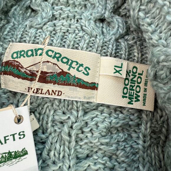 NWT Aran Crafts Irish Women's Double Collar Zip Cardigan (100% Merino Wool) XL - Picture 12 of 12